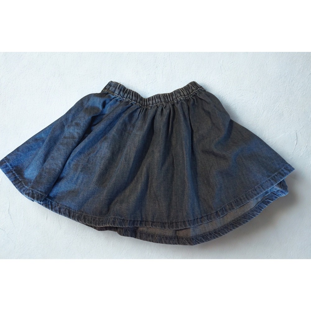 H&M Kids Blue Chambray Denim Skirt Elastic Adjustable Waist Size 6